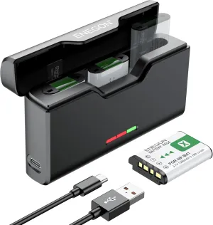 ENEGON NP-BX1 Replacement Battery (3-Pack) and 3-Channel Charger for Sony NP-BX1,M8, ZV-1, ZV-1 II, Cyber​​-Shot DSC-HX80, HX90V, HX95, HX99, RX1, RX1R II, RX100 (II/III/IV/V/VA/VI/VII), FDR-X3000