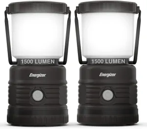 ENERGIZER LED Lantern X1500 (2-Pack), IPX4 Water Resistant Tent Lights, Super Bright Battery Powered Lanterns for Camping, Outdoors, Emergency