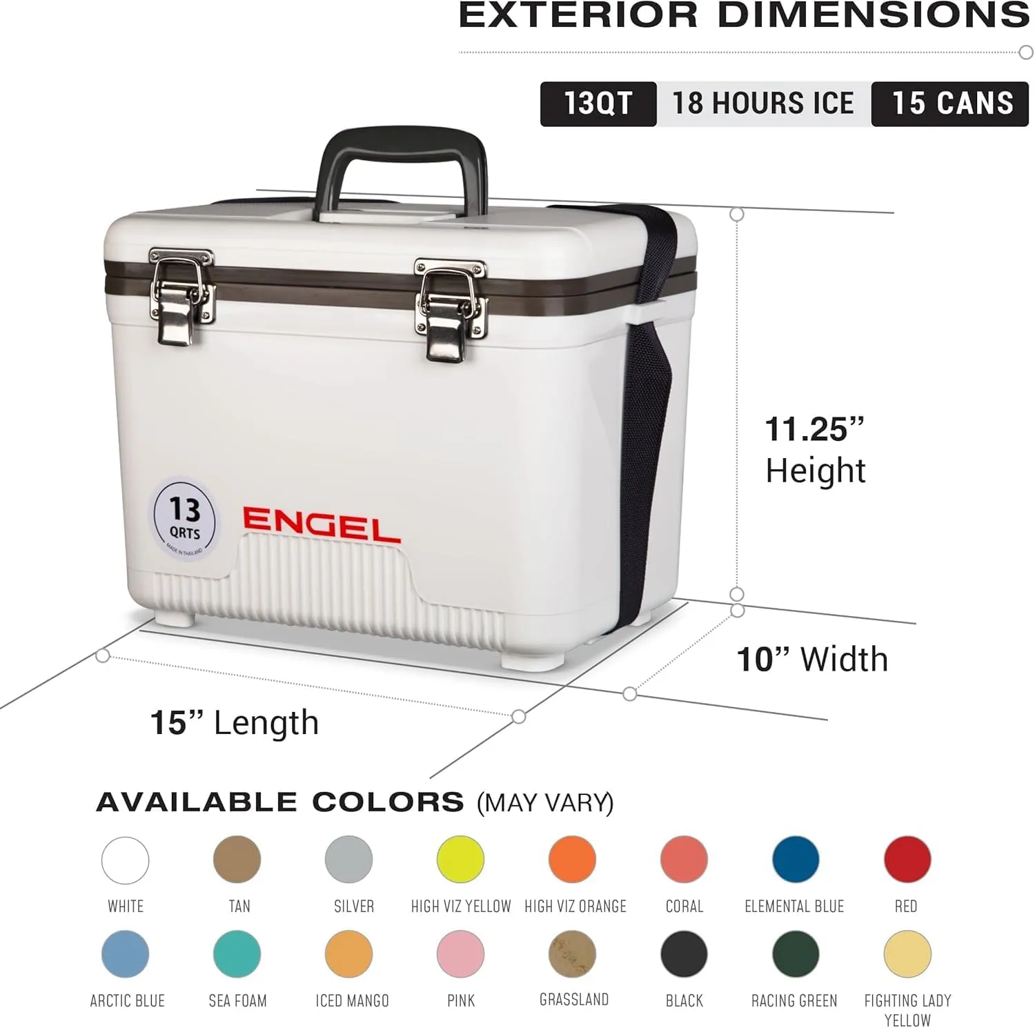 ENGEL 13qt Leak-Proof, Air Tight, Drybox Cooler and Small Hard Shell Lunchbox for Men and Women