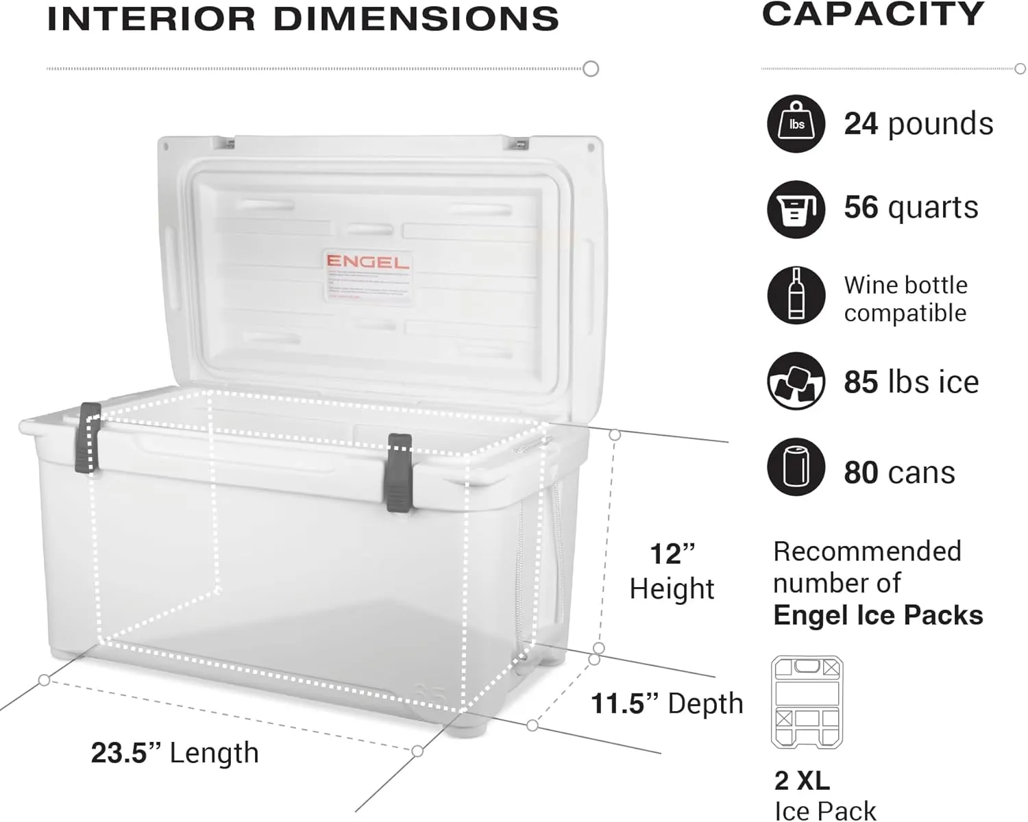 Engel ENG65 58 Quart High-Performance Hard Cooler and Ice Chest