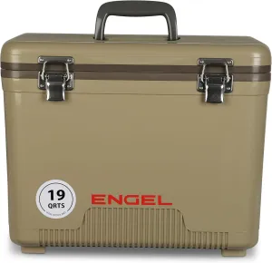 Engel UC19 19qt Leak-Proof, Air Tight, Drybox Cooler and Small Hard Shell Lunchbox for Men and Women in Tan