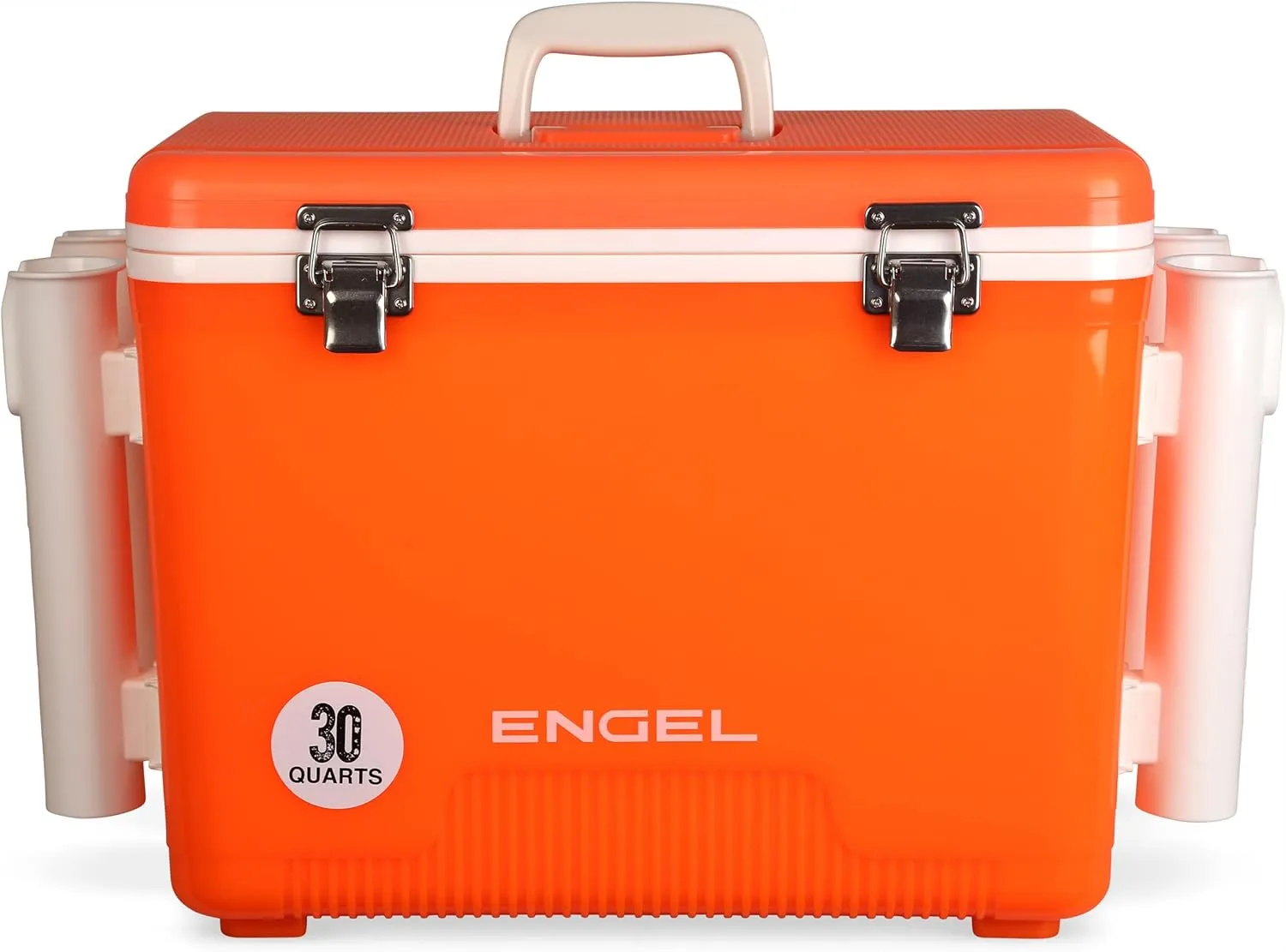 Engel UC30 30qt Leak-Proof, Air Tight, Fishing Drybox Cooler with Built-in Fishing Rod Holders, Also Makes The Perfect Hard Shell Lunchbox for Men and Women in White
