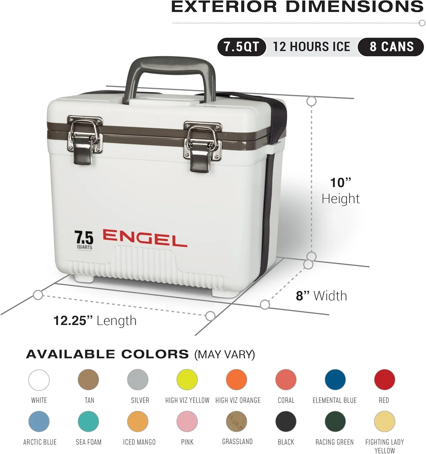 Engel UC7 7.5qt Leak-Proof, Air Tight, Drybox Cooler and Small Hard Shell Lunchbox for Men and Women