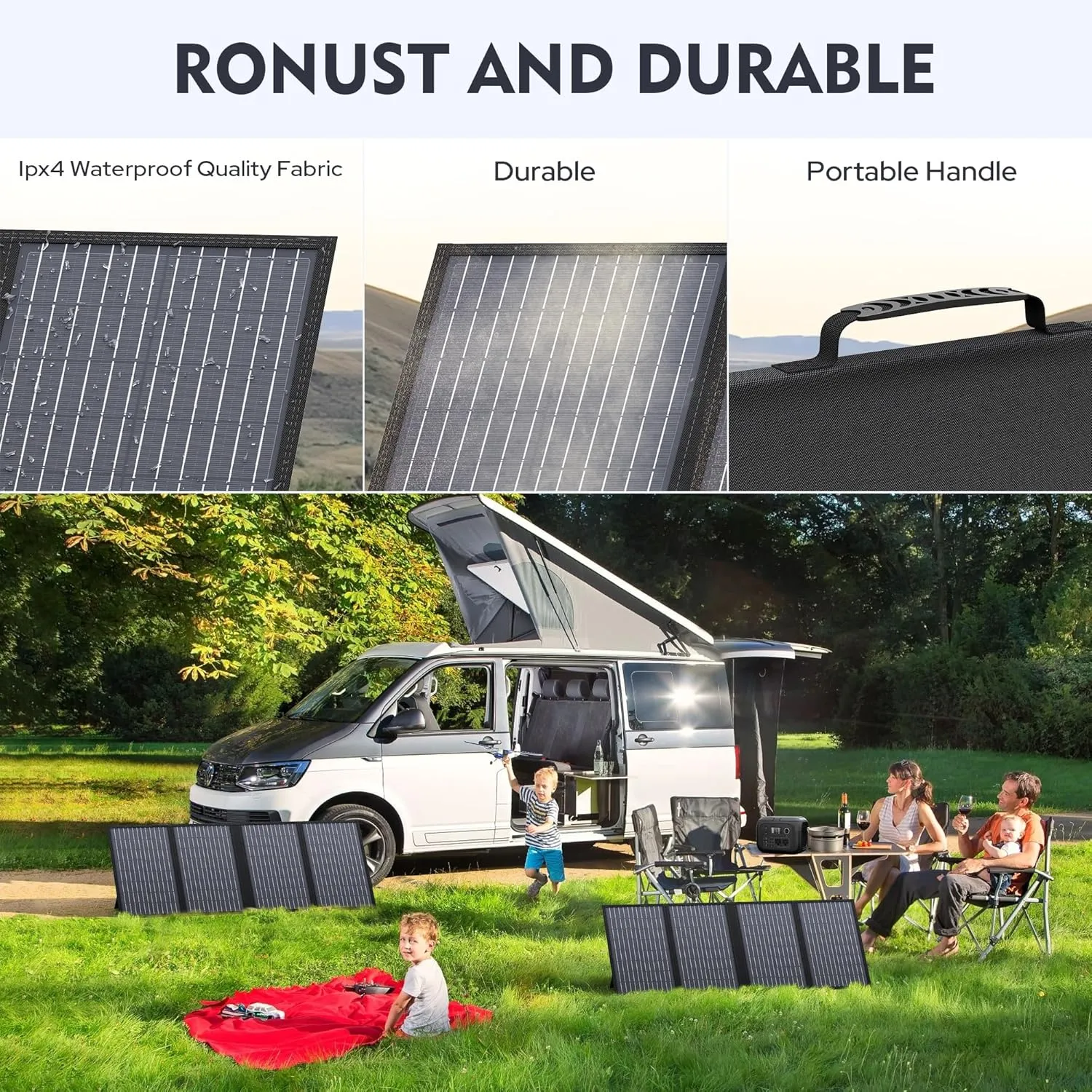 ENGINSTAR 60W Foldable Solar Panel Charger with 18V DC Outlet for Portable Power Stations EnginStar/Jackery/Rockpals/Flashfish, Portable Solar Generator with QC 3.0 for Outdoor Camping Van RV Trip