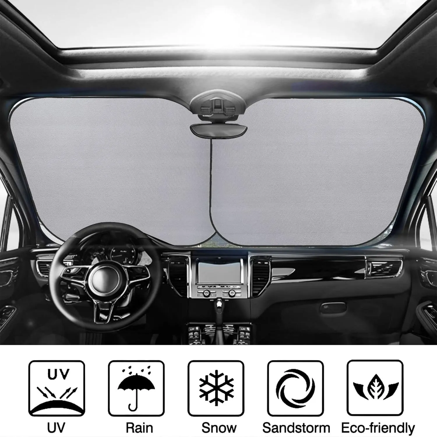 England Symbols Windshield Sun Shade 2 PCS Foldable Car Front Window Sunshade for Sun, Heat and UV Rays Auto Sun Blocker Visor Protector with Storage Bag for Cars, SUVs Medium