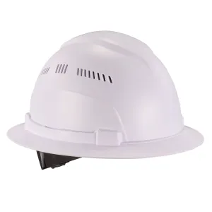 ergodyne® Skullerz 8968 Class C Lightweight Full Brim Hard Hat, Adjustable Venting, 6-Point Rachet Suspension, White