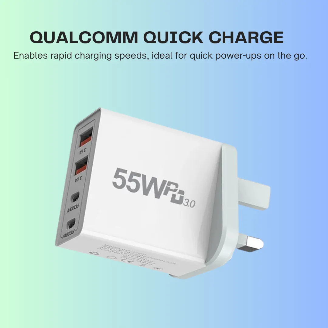 EU/US/UK/AU Plug USB Quick Charge 3.0 Phone Adapter - Portable Fast Charger with Type-C for iPhone 13 Pro Max