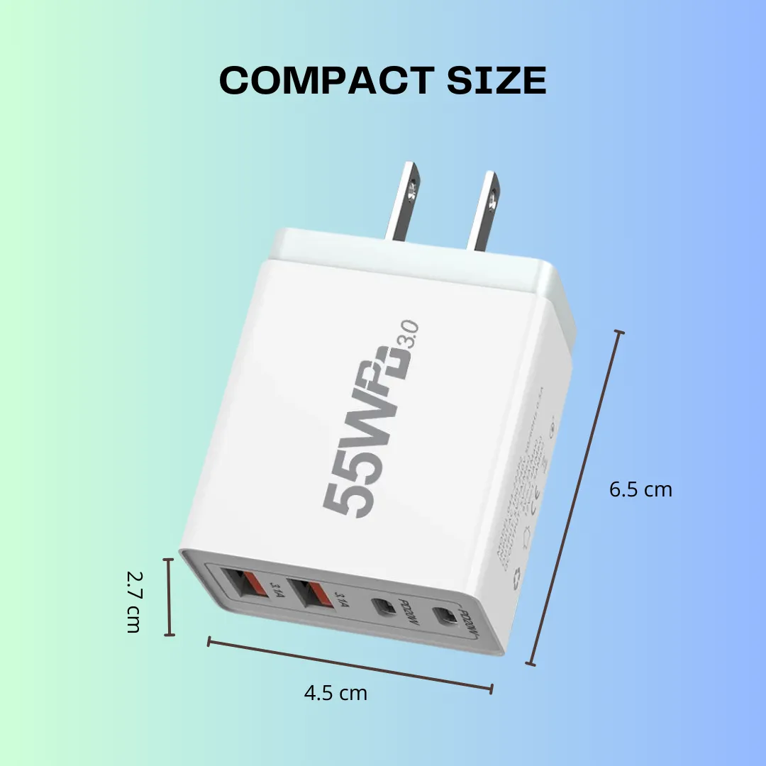EU/US/UK/AU Plug USB Quick Charge 3.0 Phone Adapter - Portable Fast Charger with Type-C for iPhone 13 Pro Max