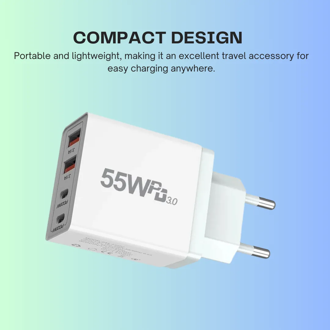 EU/US/UK/AU Plug USB Quick Charge 3.0 Phone Adapter - Portable Fast Charger with Type-C for iPhone 13 Pro Max
