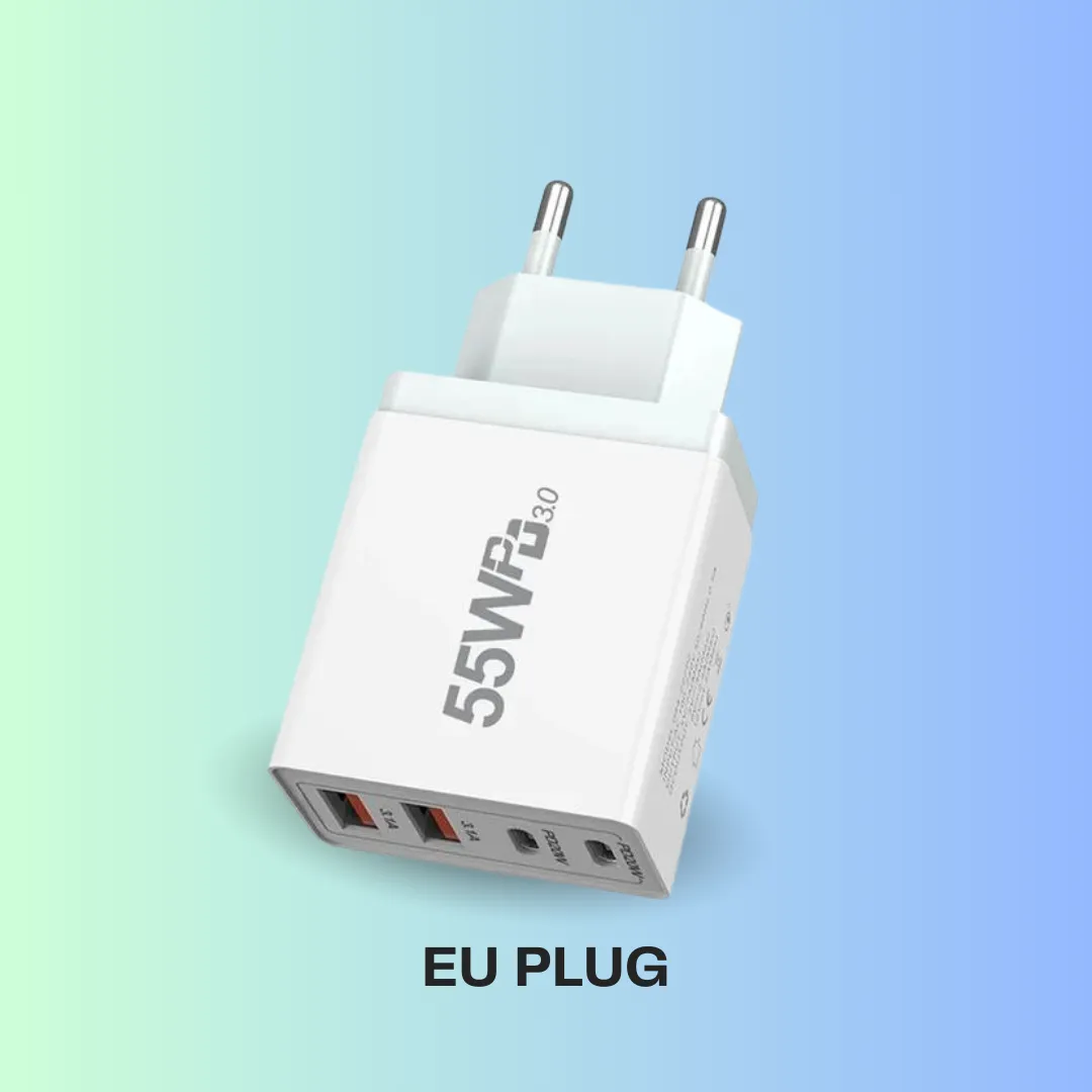 EU/US/UK/AU Plug USB Quick Charge 3.0 Phone Adapter - Portable Fast Charger with Type-C for iPhone 13 Pro Max