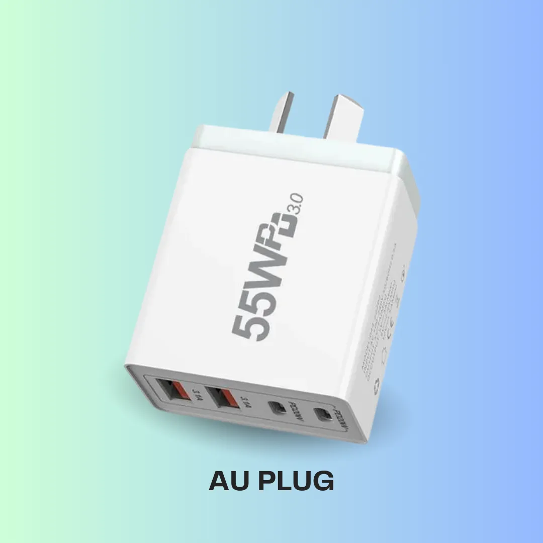 EU/US/UK/AU Plug USB Quick Charge 3.0 Phone Adapter - Portable Fast Charger with Type-C for iPhone 13 Pro Max