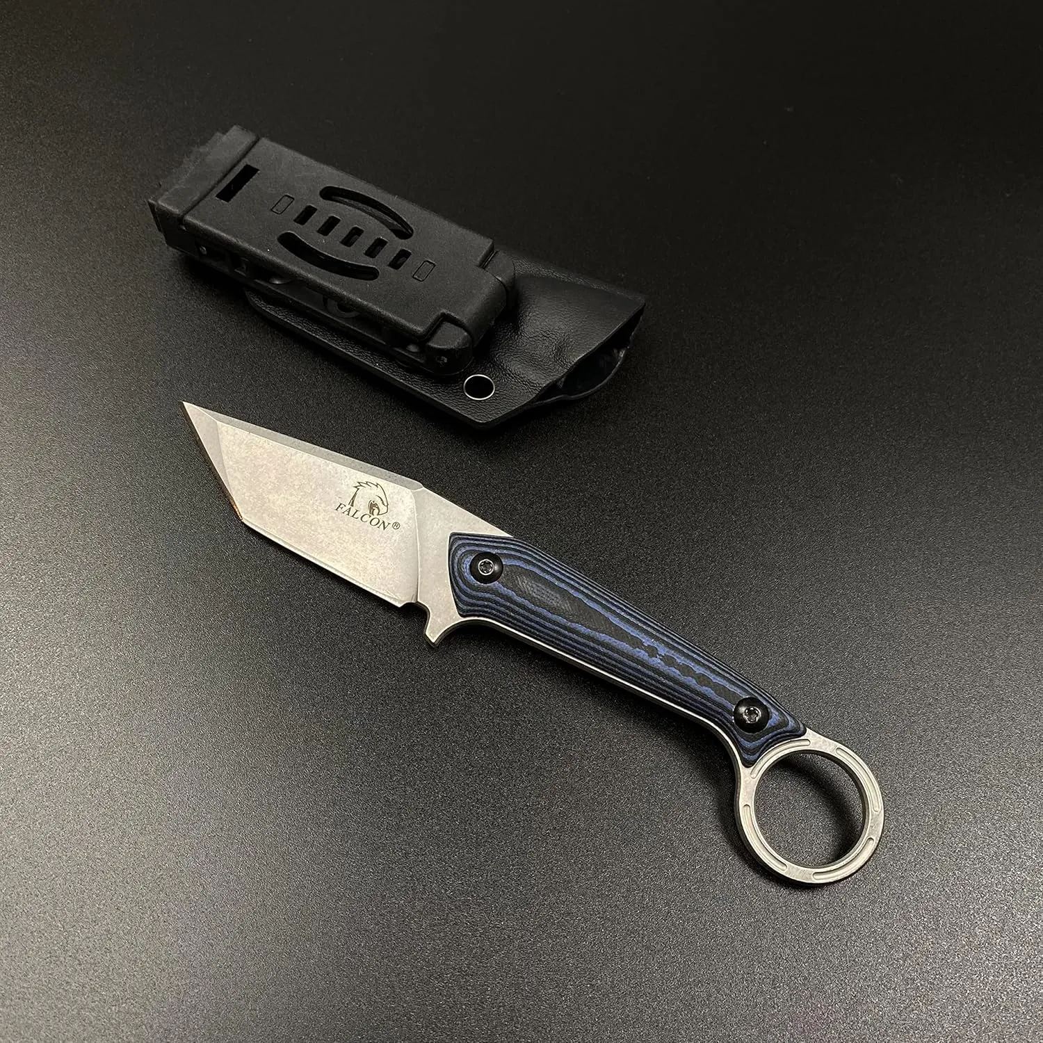 Falcon Karambit Style 7" Tactical Hunting Knife w/Kydex Black Sheath With Lockable Push Button For EDC Use and Outdoors