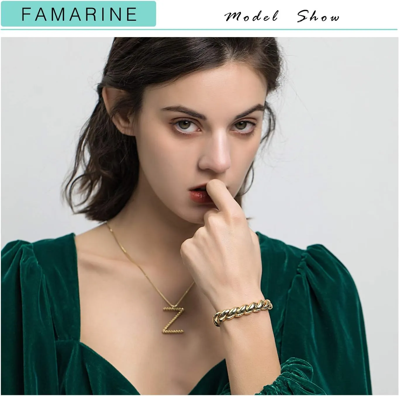 FAMARINE Twisted Thin or Chunky Bangle Bracelet in 14K Gold Plated, Stretchable Elastic Bracelet Couples Love Bracelets