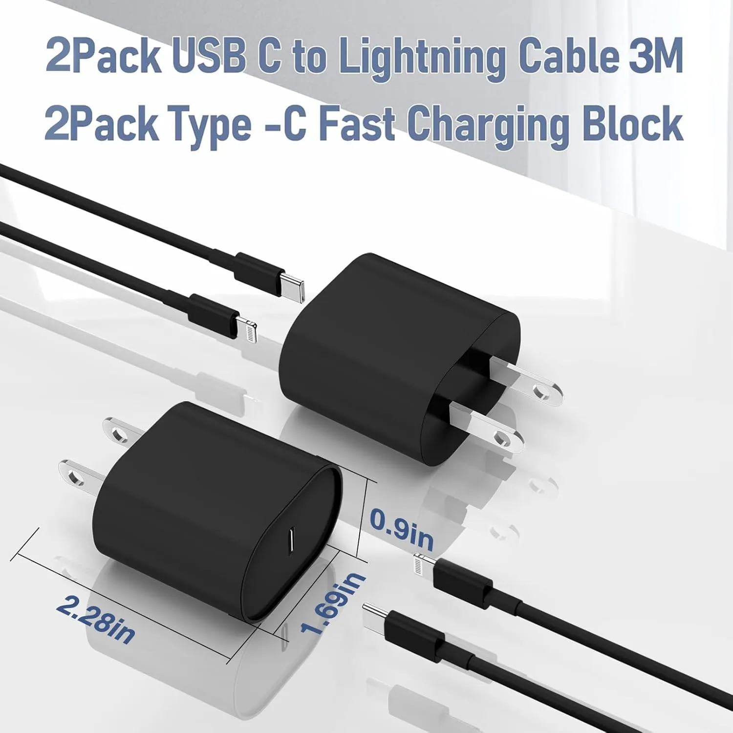 Fast Charger for i Phone 14 13 12 Charge Fast Charging, 2Pack 10FT USB C to L Cable with 20W USB C for i Phone Charger Block, Compatible with iPhone 14 13 12 Pro 14 Plus 13 Pro Max - Black