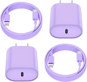 Fast Charger for i Phone 14 13 12 Charge Fast Charging, 2Pack 10FT USB C to L Cable with 20W USB C for i Phone Charger Block, Compatible with iPhone 14 13 12 Pro 14 Plus 13 Pro Max - Purple