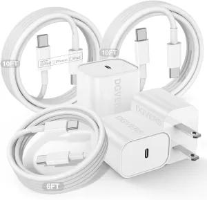 Fast Charger for iPhone 16 15 Charger Fast Charging 3Pack, 6 10 10ft USBC to USBC Cable Cord &20W Type C Block for iPhone 16 Pro Max/16 Pro/15 Pro Max/15 Pro/16 Plus/15 Plus/iPad Pro/Air/Mini