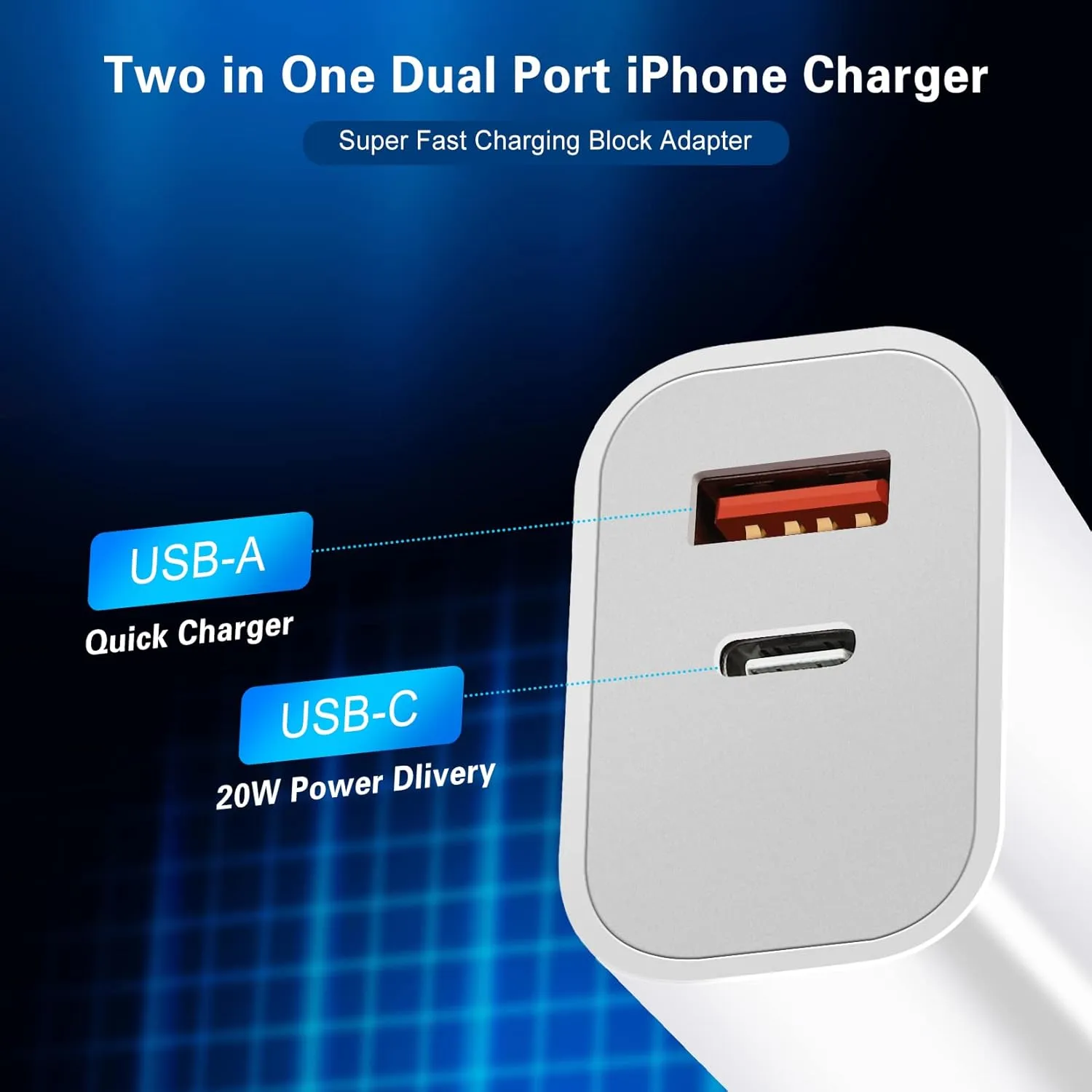 Fast Charger iPhone,Dual Port A/C iPhone Charger Fast Charging Adapter[Apple MFi Certified]2Pack Quick Double iPhone Wall Charger Block 10FT USBC to Lightning Cable for iPhone 14 ProMax/13/12/11/XS/XR