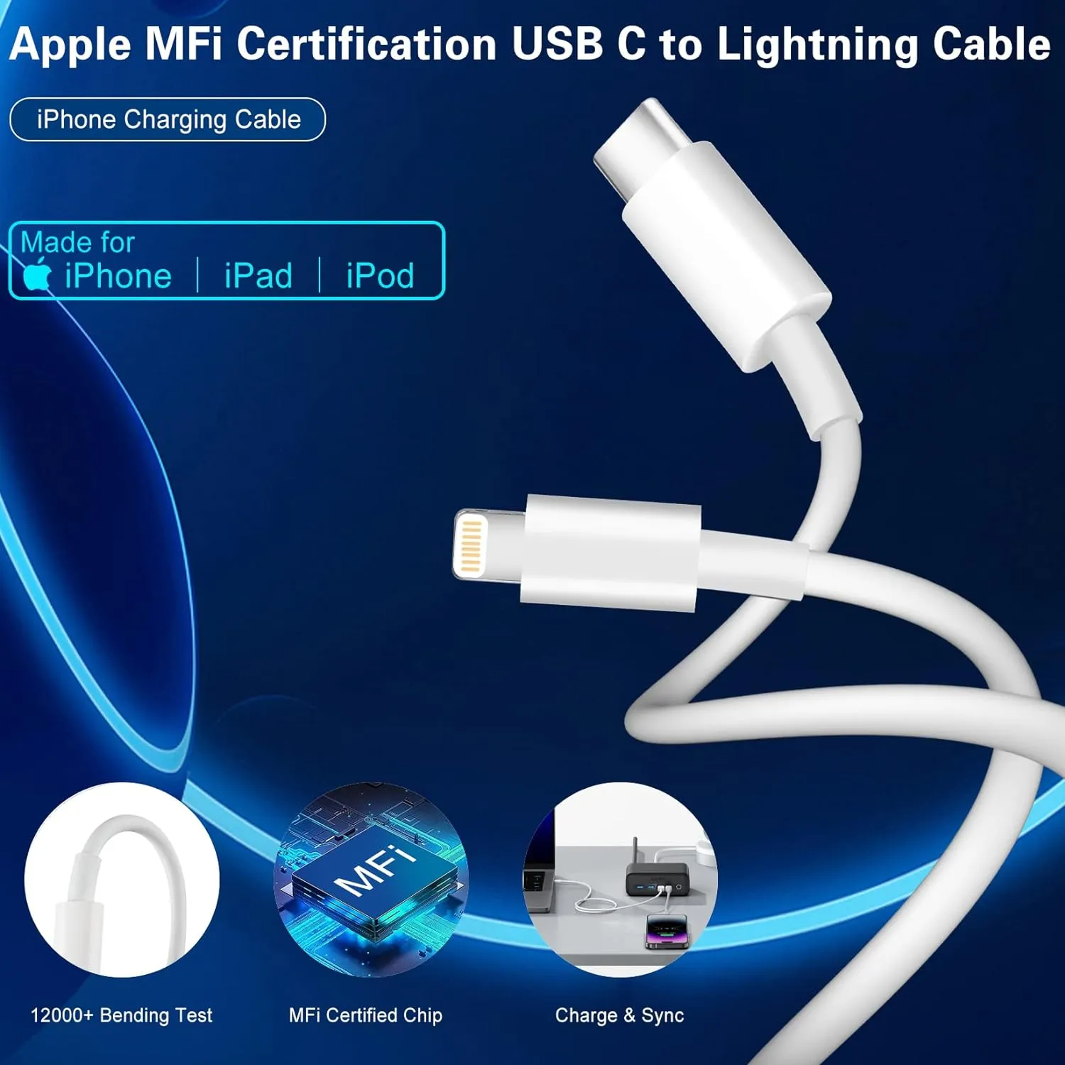 Fast Charger iPhone,Dual Port A/C iPhone Charger Fast Charging Adapter[Apple MFi Certified]2Pack Quick Double iPhone Wall Charger Block 10FT USBC to Lightning Cable for iPhone 14 ProMax/13/12/11/XS/XR