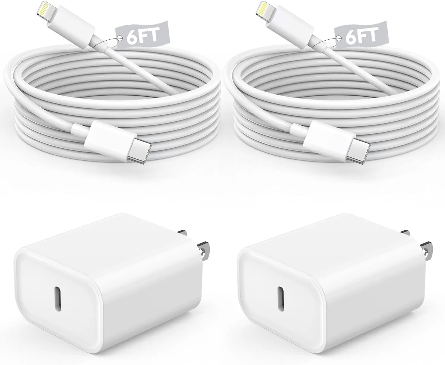 Fast Charger iPhone,Fast Apple Charger iPhone【Apple MFi Certified】2Pack USB C Wall Charger Fast iPhone Charger 6FT Type-C USB C to Lightning Cables for iPhone 14/13/12/11 Pro Max,Mini,8, iPad/AirPods