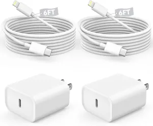 Fast Charger iPhone,Fast Apple Charger iPhone【Apple MFi Certified】2Pack USB C Wall Charger Fast iPhone Charger 6FT Type-C USB C to Lightning Cables for iPhone 14/13/12/11 Pro Max,Mini,8, iPad/AirPods
