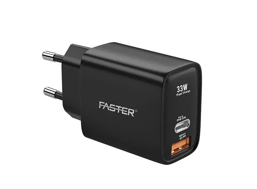 Faster PD-33W Dual Port USB 22.5W Quick Charge 3.0 Fast Wall Charger