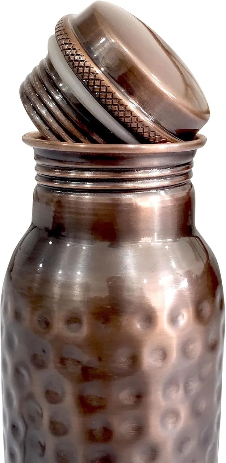 Feather Printed Copper Water Bottle Leak Proof Ayurvedic Drinkware Copper Vessel for Sports, Gym, Outdoors, Yoga, Kitchen