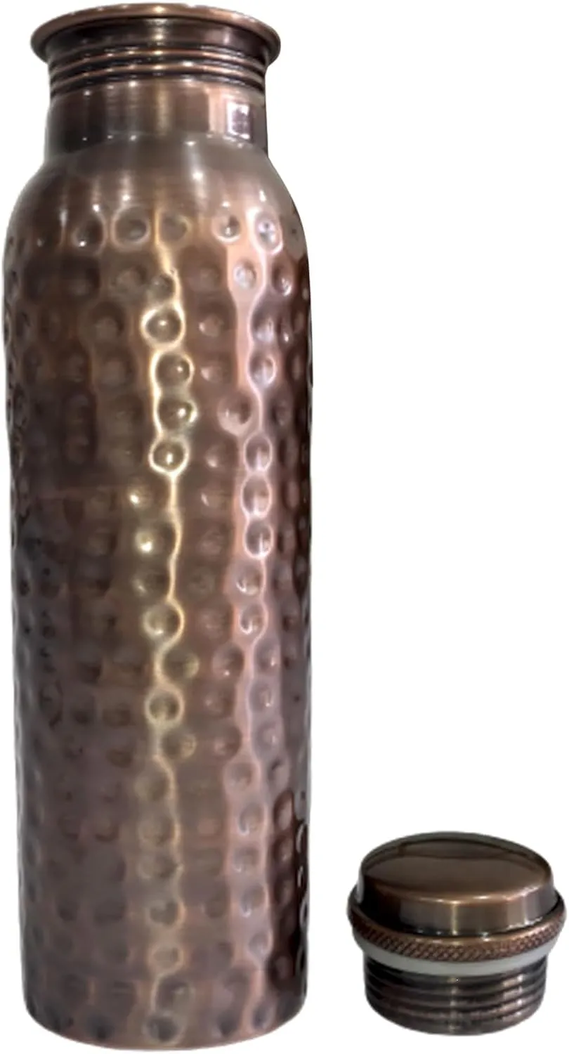 Feather Printed Copper Water Bottle Leak Proof Ayurvedic Drinkware Copper Vessel for Sports, Gym, Outdoors, Yoga, Kitchen