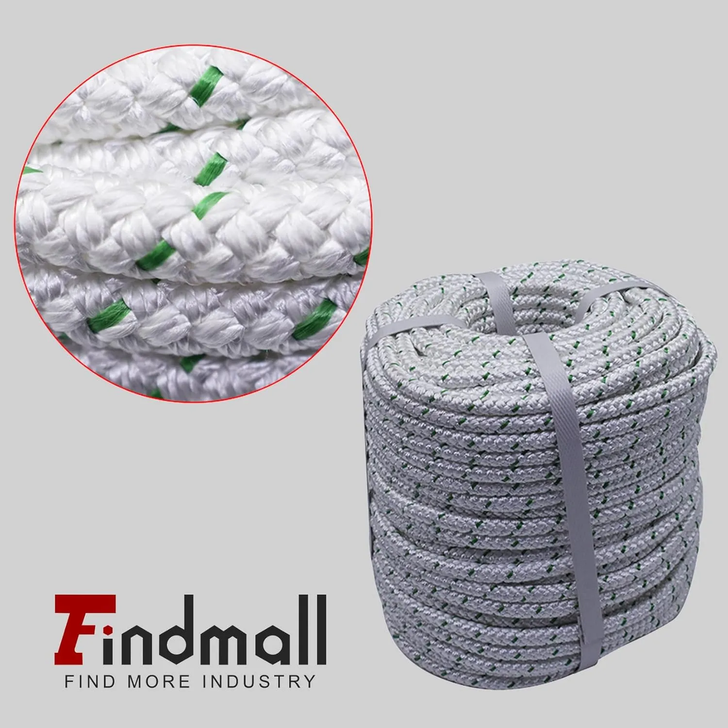 findmall 3/8 Inch x 200 Feet Double Braid Polyester Rope High Breaking Strength Pulling Rope for Tree Work Camping Swings White