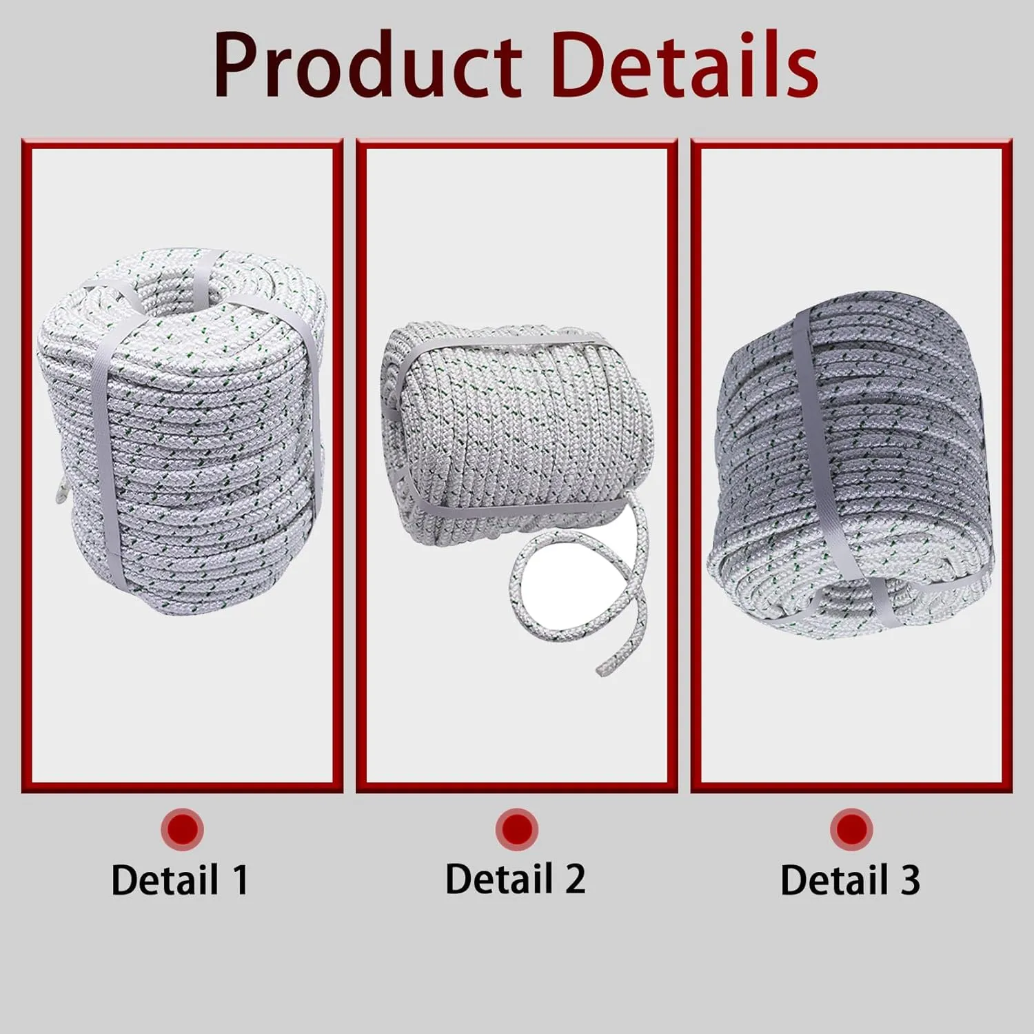 findmall 3/8 Inch x 200 Feet Double Braid Polyester Rope High Breaking Strength Pulling Rope for Tree Work Camping Swings White