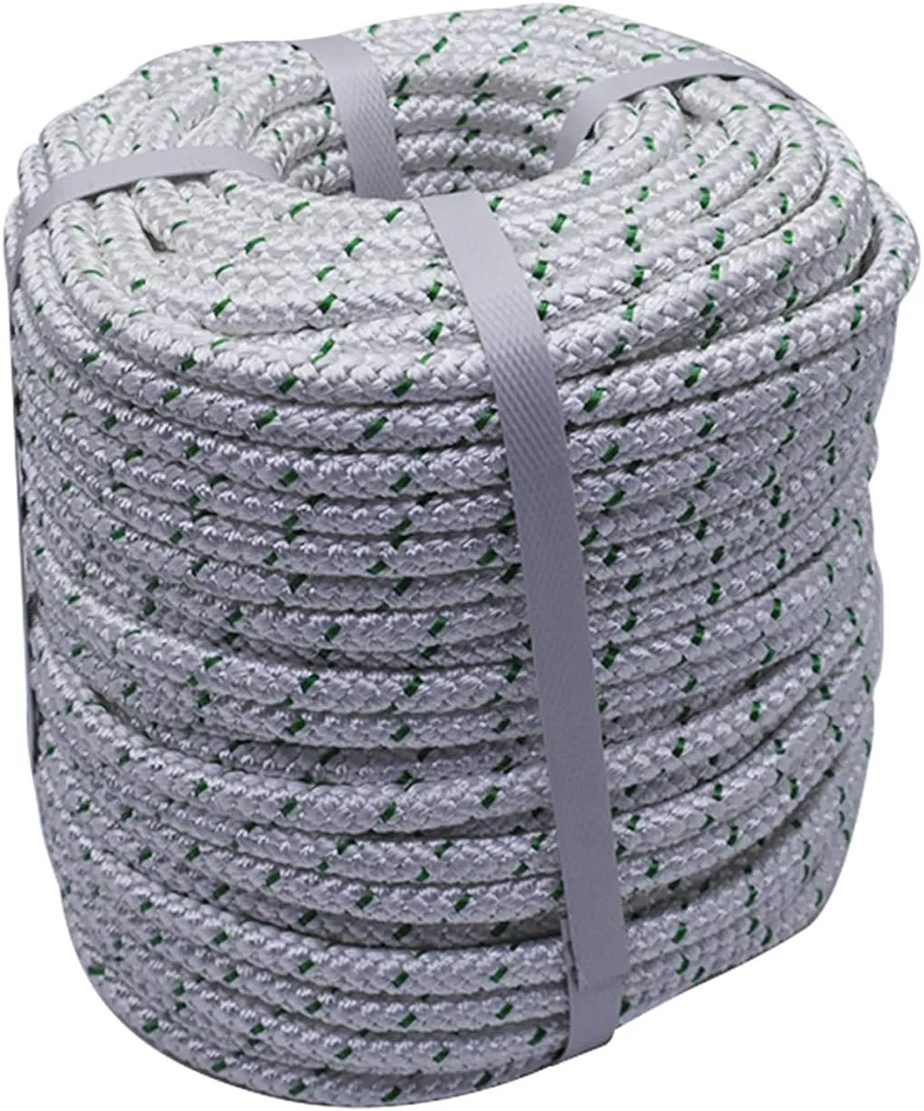 findmall 3/8 Inch x 200 Feet Double Braid Polyester Rope High Breaking Strength Pulling Rope for Tree Work Camping Swings White