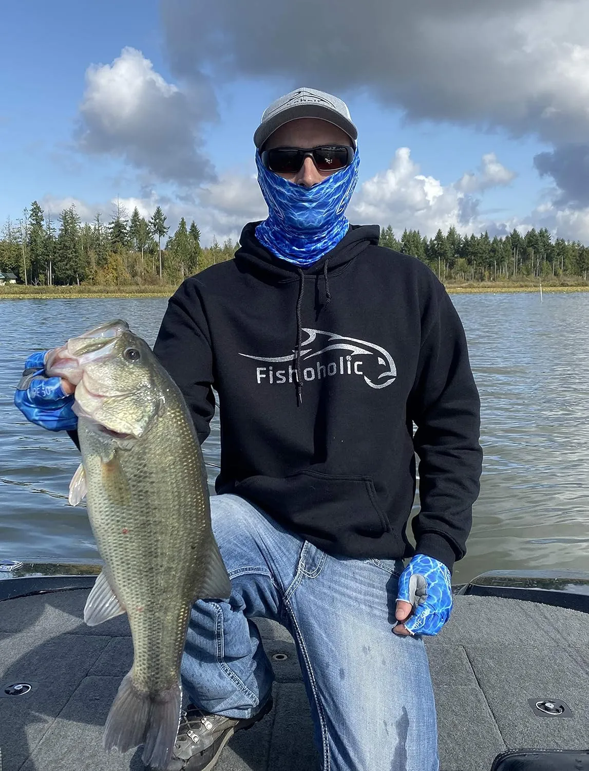 Fishoholic UPF50  Fingerless Fishing Gloves - Sticky Grip Sun Protection Glove - Kayaking Paddling or Rowing
