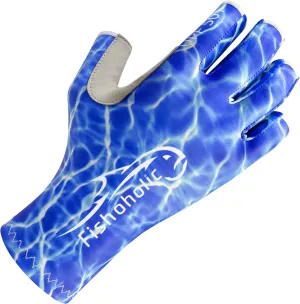 Fishoholic UPF50  Fingerless Fishing Gloves - Sticky Grip Sun Protection Glove - Kayaking Paddling or Rowing