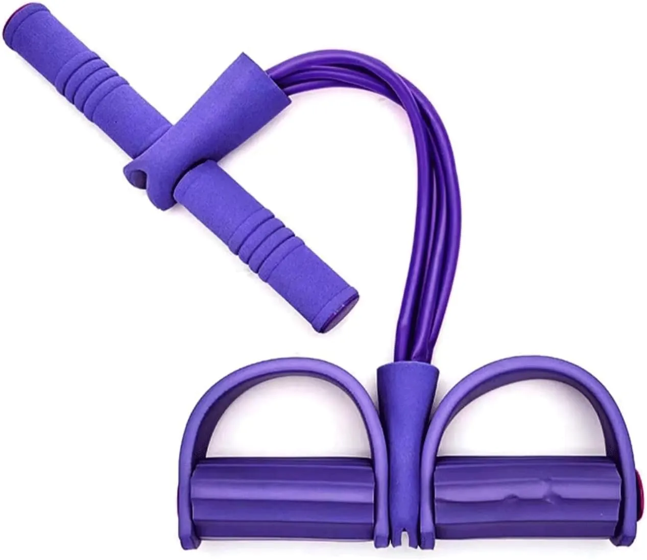 Fitness Resistance Bands-4 Tube Pedal Ankle Puller, Elastic Yoga Pedal Puller Resistance Band, Multifunction Tension Rope Fitness, Yoga Handle Bands Exerciser(Color:Purple)