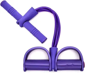Fitness Resistance Bands-4 Tube Pedal Ankle Puller, Elastic Yoga Pedal Puller Resistance Band, Multifunction Tension Rope Fitness, Yoga Handle Bands Exerciser(Color:Purple)