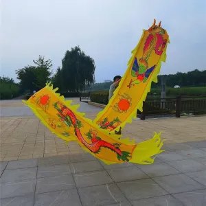 Fitness Toys 3D Colorful Dragon Silk Flying Spinning 8m/10m Dragon Dance Ribbon Ribbon with Dragon Head Single Dragon Dance Props(B,10m/33ft)