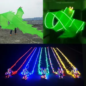 Fitness Toys Dragon Poi Led Dragon Poi Light Up Exercise Dance, Flinging Like-Silk Dragon Poi Ribbon, Illuminated(Green,8 m (26 ft))
