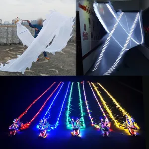 Fitness Toys Dragon Poi Led Dragon Poi Light Up Exercise Dance, Flinging Like-Silk Dragon Poi Ribbon, Illuminated(White,8 m (26 ft))