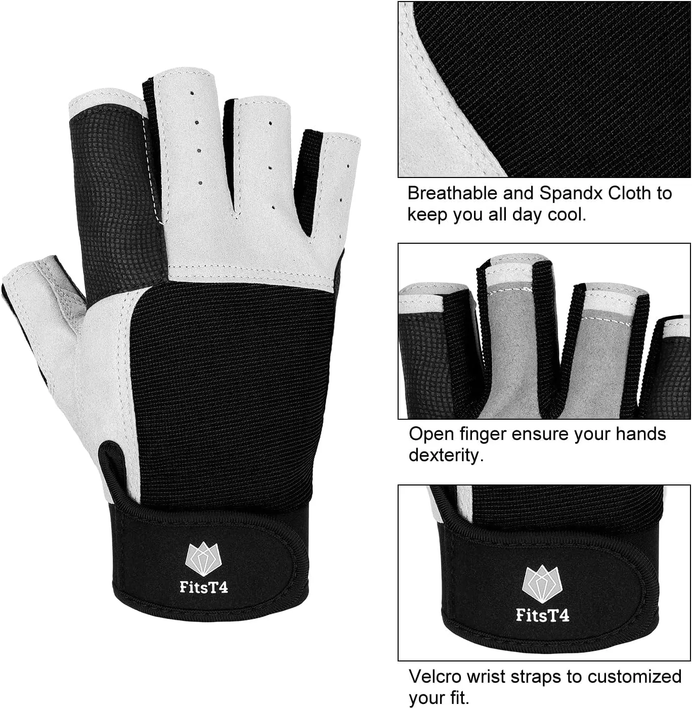 FitsT4 Sports Sailing Gloves 3/4 Finger and Grip Great for Sailing, Yachting, Paddling, Kayaking, Fishing, Dinghying Water Sports for Men and Women