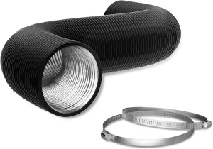 Flexible 6 Inch 8ft Aluminum Ducting-4 Layer Protection Dryer Vent Hose for HVAC Heating Cooling Ventilation and Exhaust, 2 Clamps Included