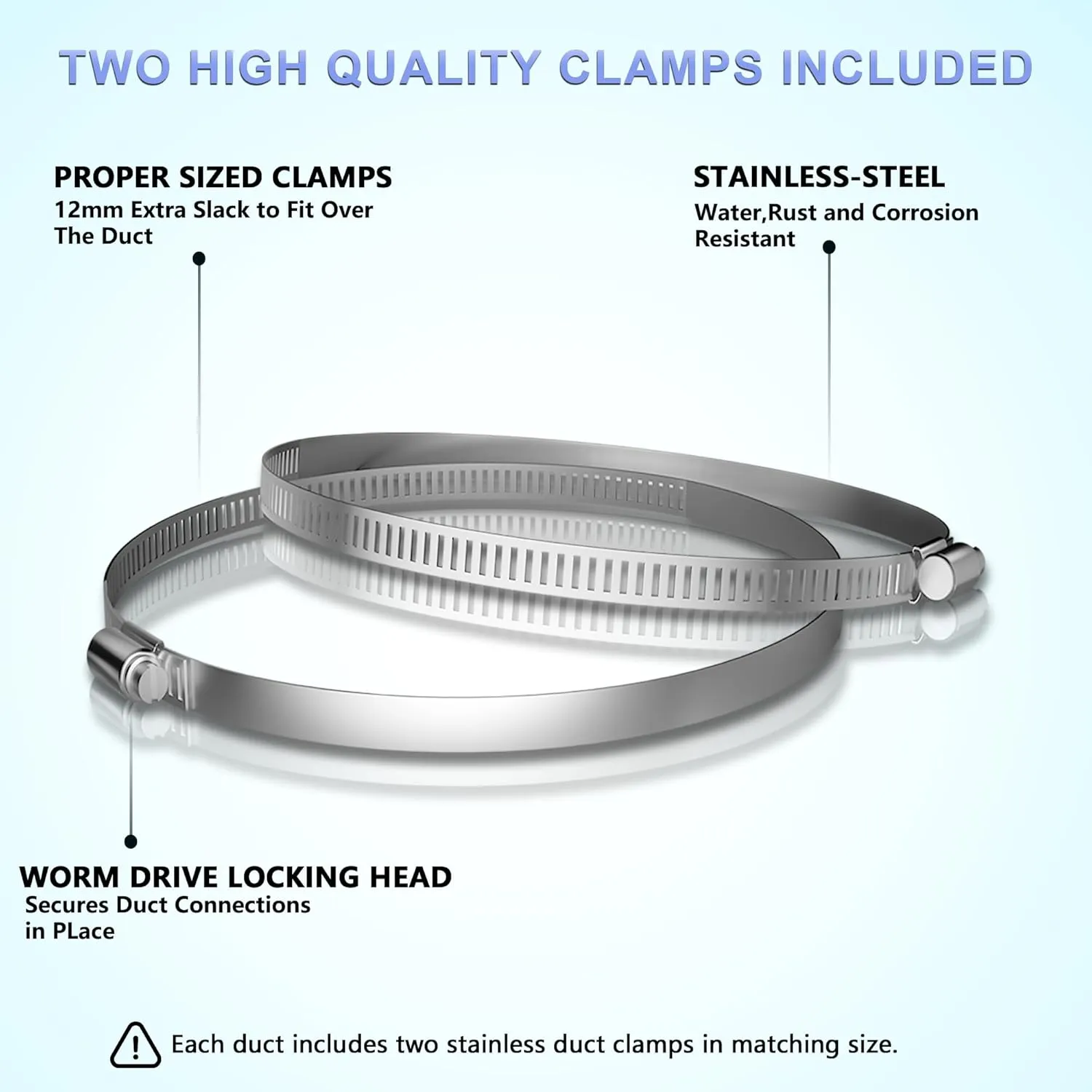 Flexible 6 Inch 8ft Aluminum Ducting-4 Layer Protection Dryer Vent Hose for HVAC Heating Cooling Ventilation and Exhaust, 2 Clamps Included