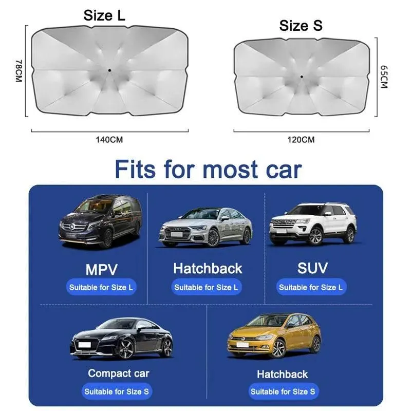 Foldable Car Windshield Umbrella - Sunshade for Vehicle Protection