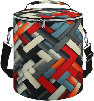 Foldable Cooler Bag Diagonal Geometric Print Soft Cooler Bag Insulated Collapsible Lunch Cooler Bags with Shoulder Strap