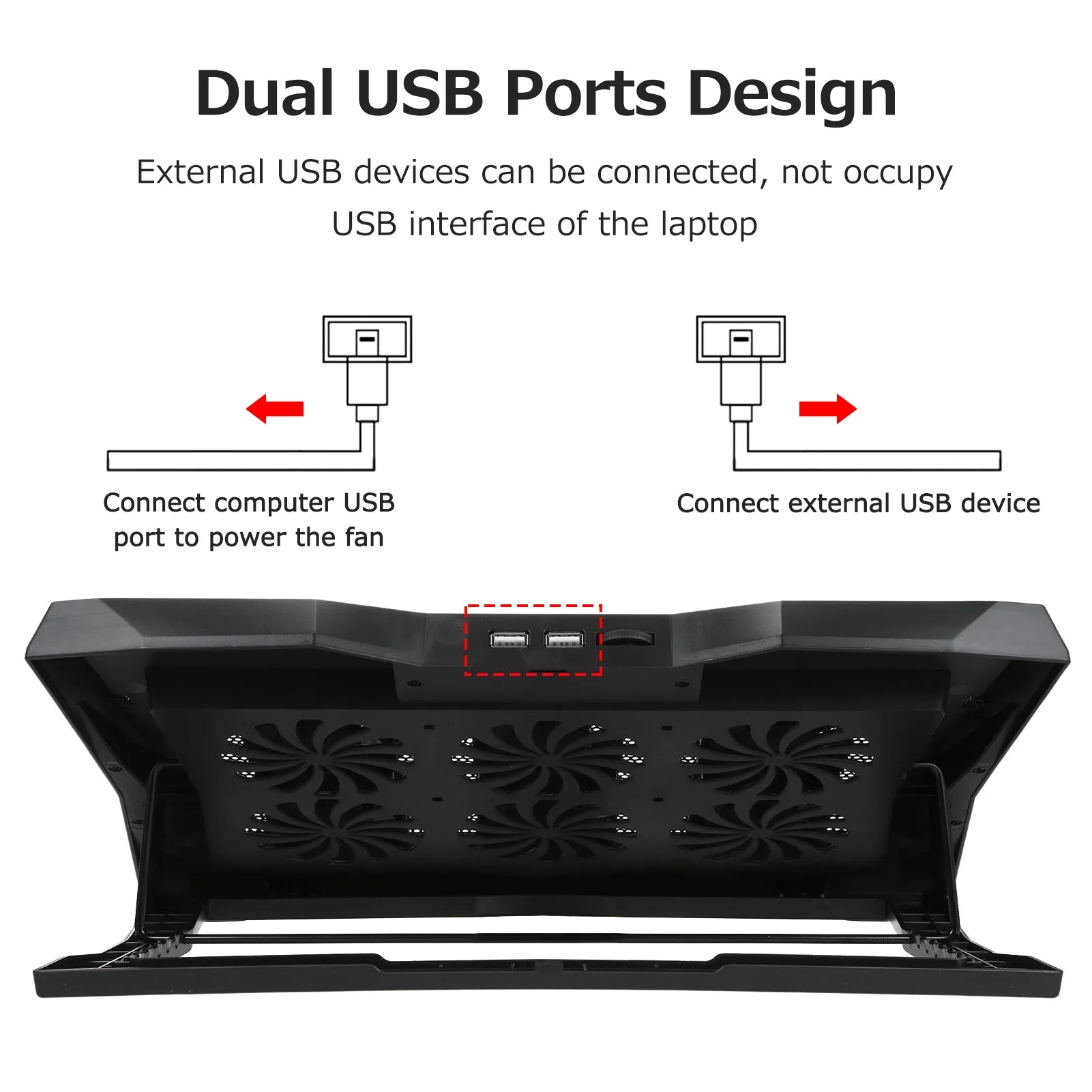 Foldable Laptop Cooler 6-fan Stand Low Noise