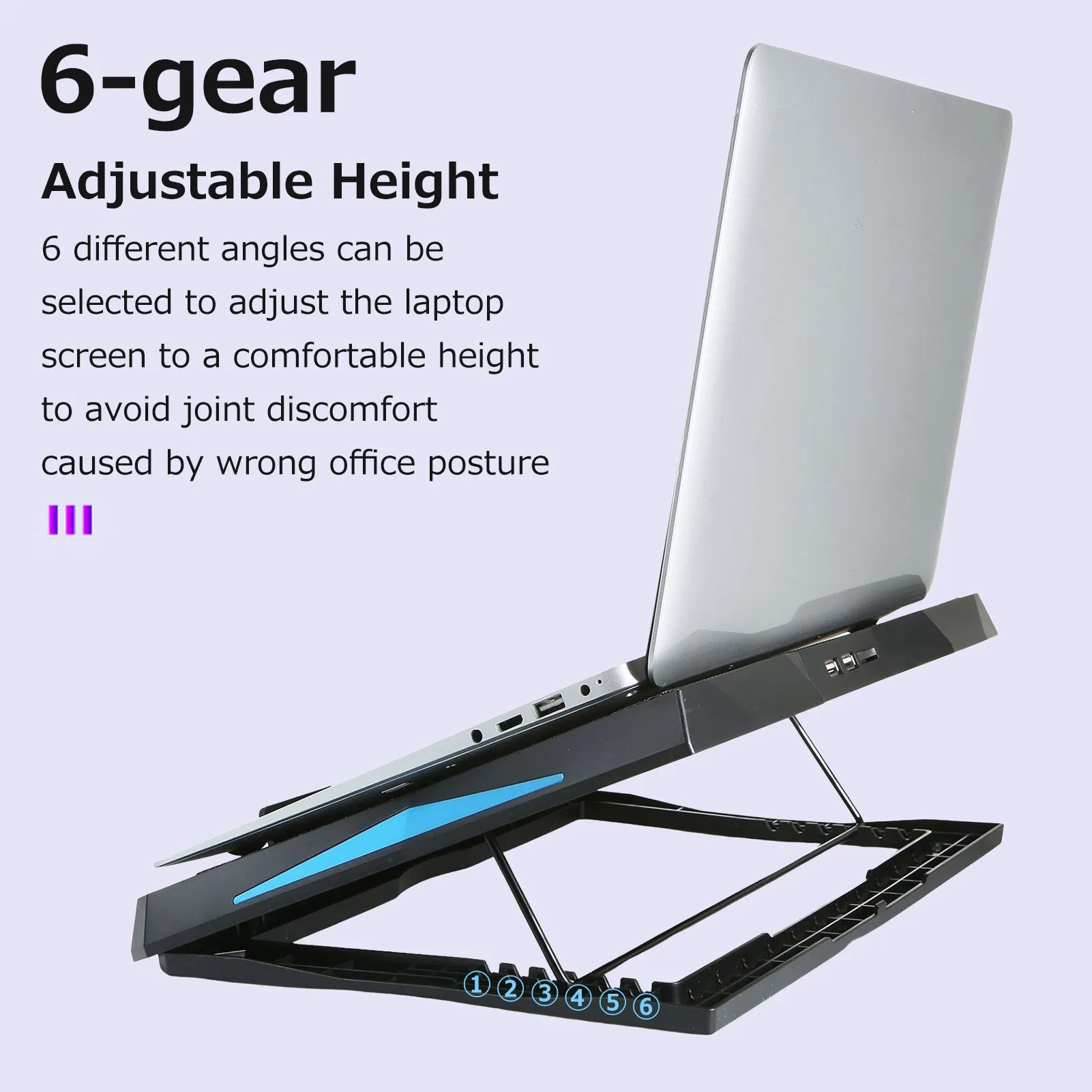 Foldable Laptop Cooler 6-fan Stand Low Noise