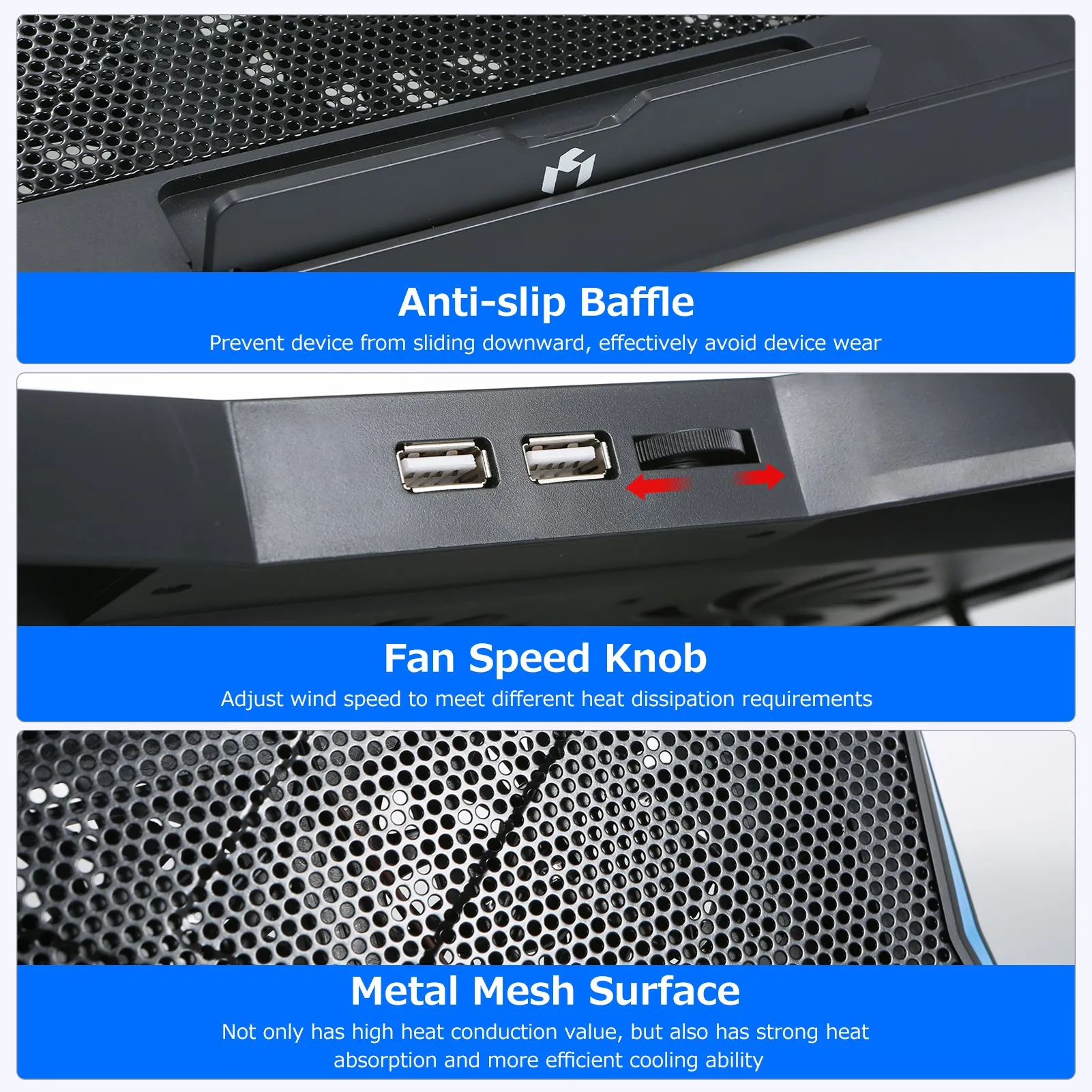 Foldable Laptop Cooler 6-fan Stand Low Noise