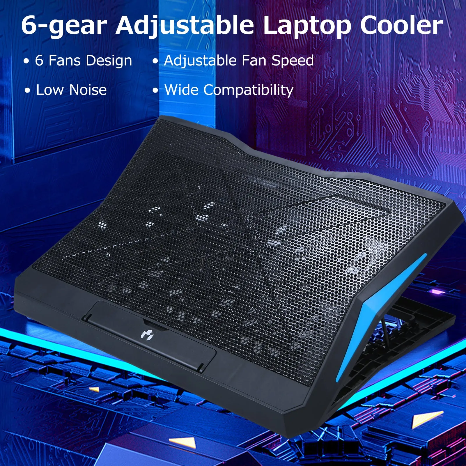 Foldable Laptop Cooler 6-fan Stand Low Noise