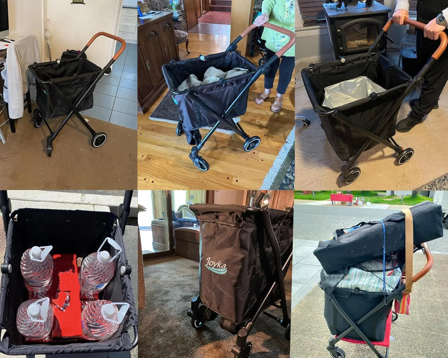 Foldable Shopping Cart 85 Liters Grocery Cart with Cooler Bag Utility Cart Shopping Trolleys with Larger Capacity Rolling Front Swivel Wheels Adjustable for Office Picnic Groceries Laundry