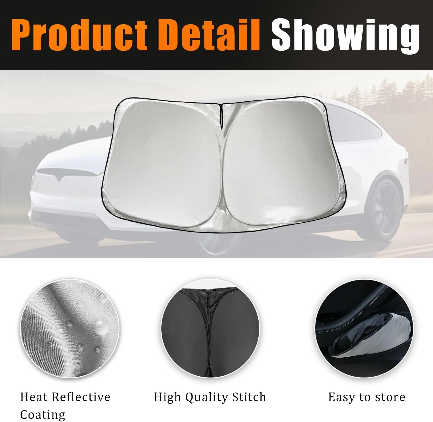 Foldable Windshield Sun Shade, UV Protector for Car Interior, Fit for 2019-2024 GMC Sierra 1500 2500 3500
