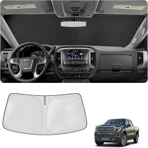 Foldable Windshield Sun Shade, UV Protector for Car Interior, Fit for 2019-2024 GMC Sierra 1500 2500 3500