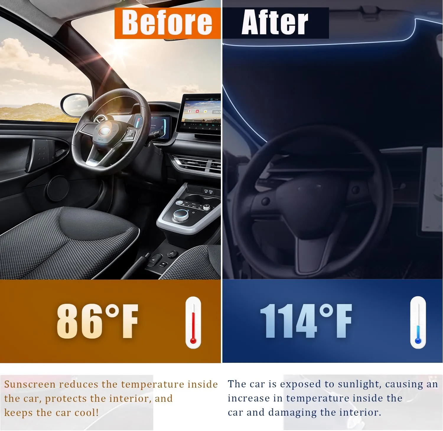 Foldable Windshield Sun Shade, UV Protector for Car Interior, Fit for 2019-2024 GMC Sierra 1500 2500 3500